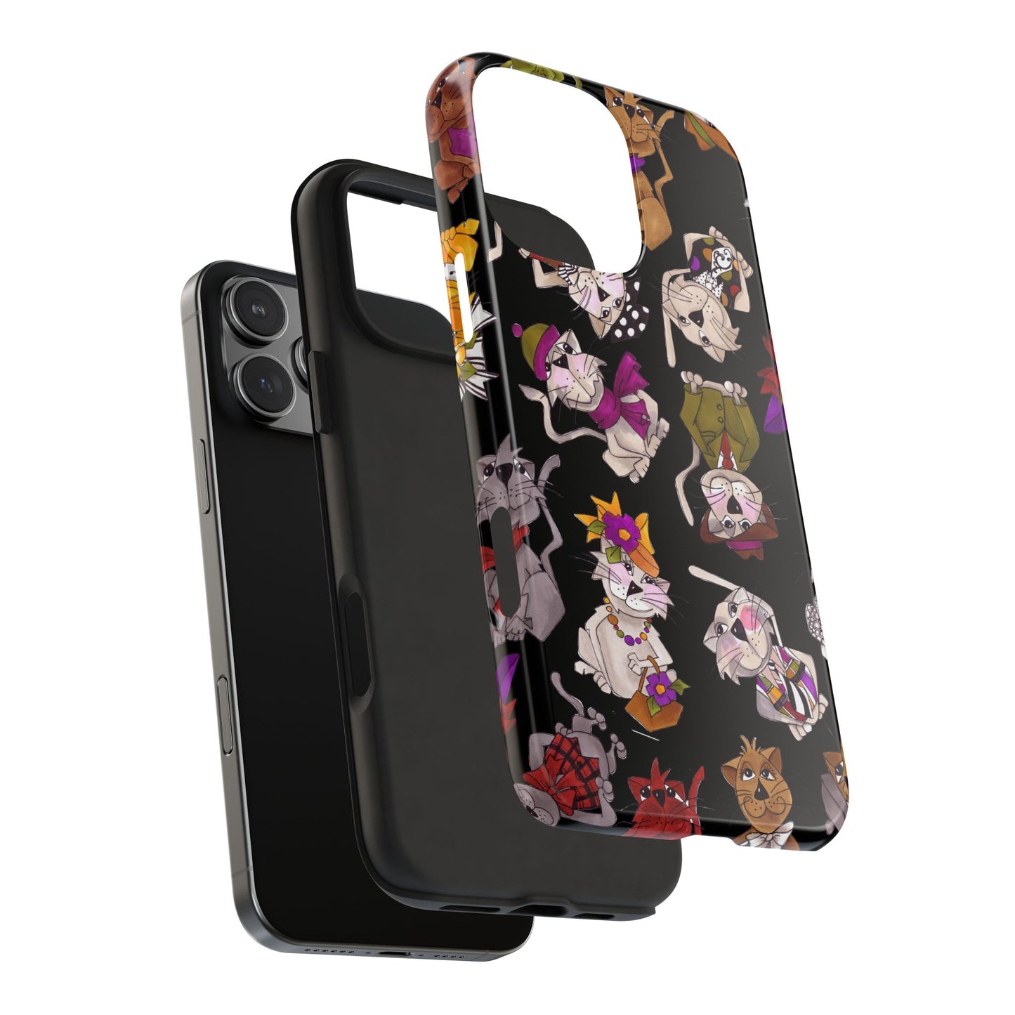 Spice Cats Tossed Black Phone Case