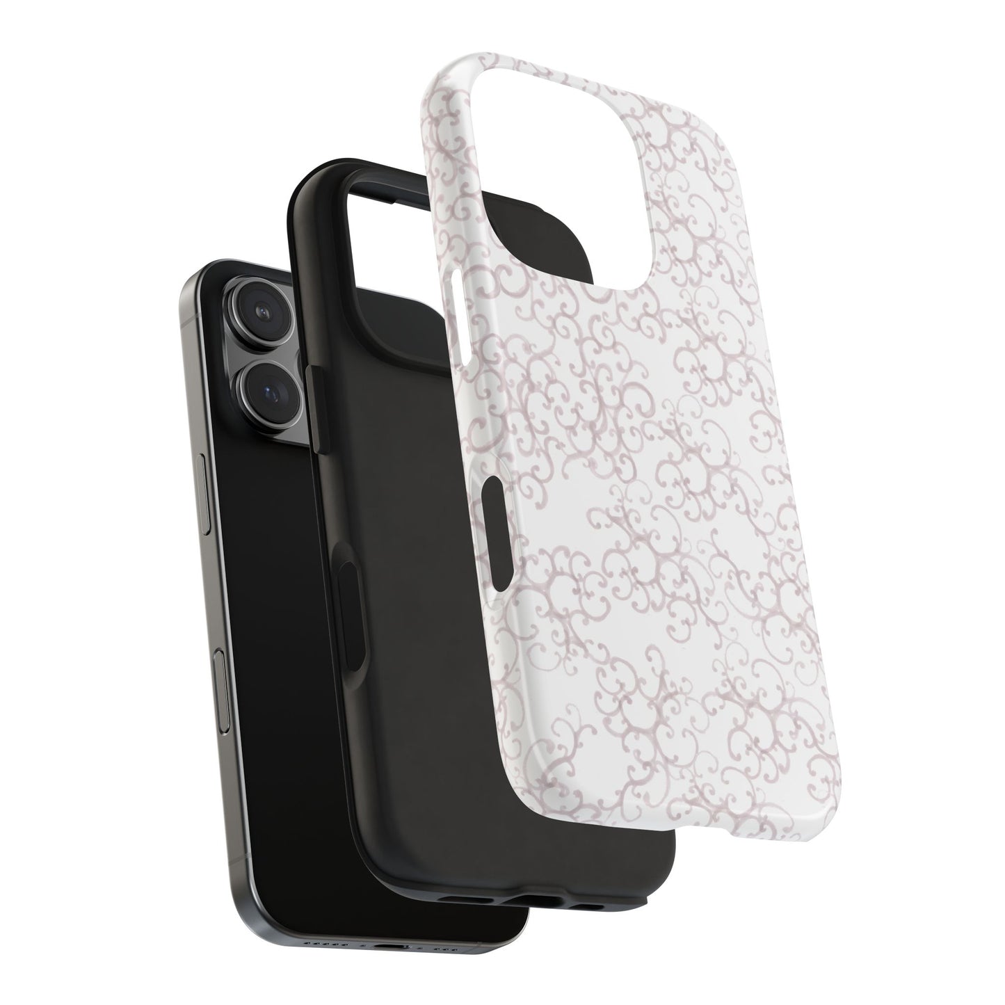 Scrollie White / Silver Phone Case