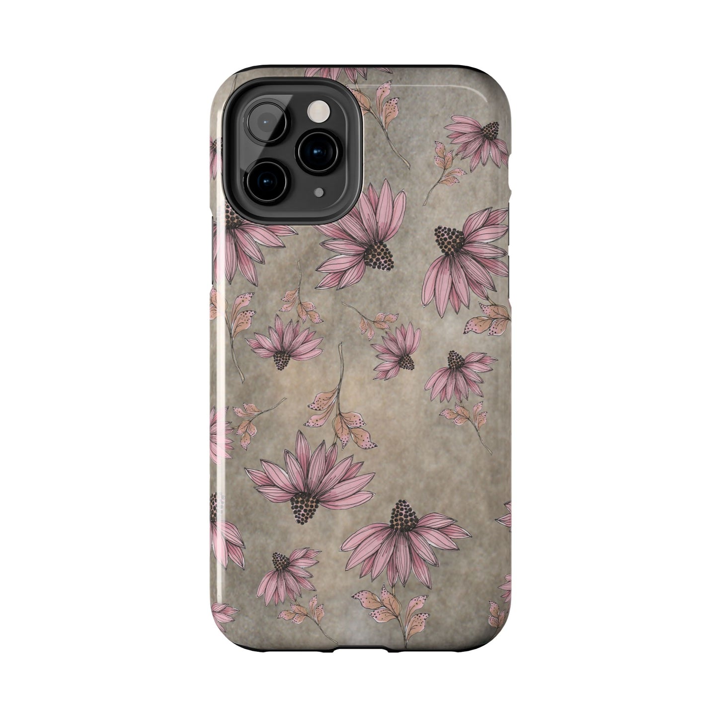 Wild Cone Flowers Taupe Marble Phone Case