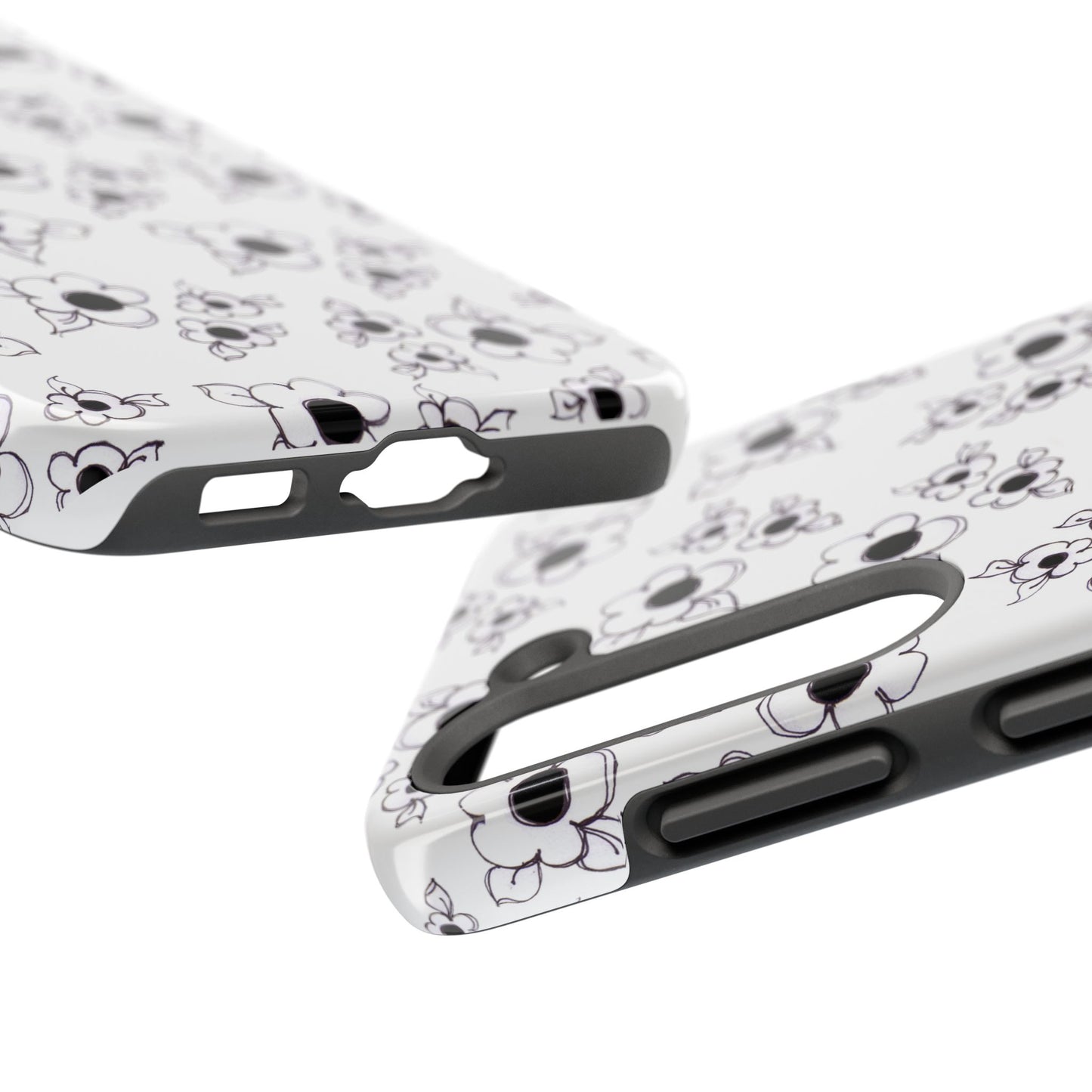 Daisy Cluster White / Black Phone Case