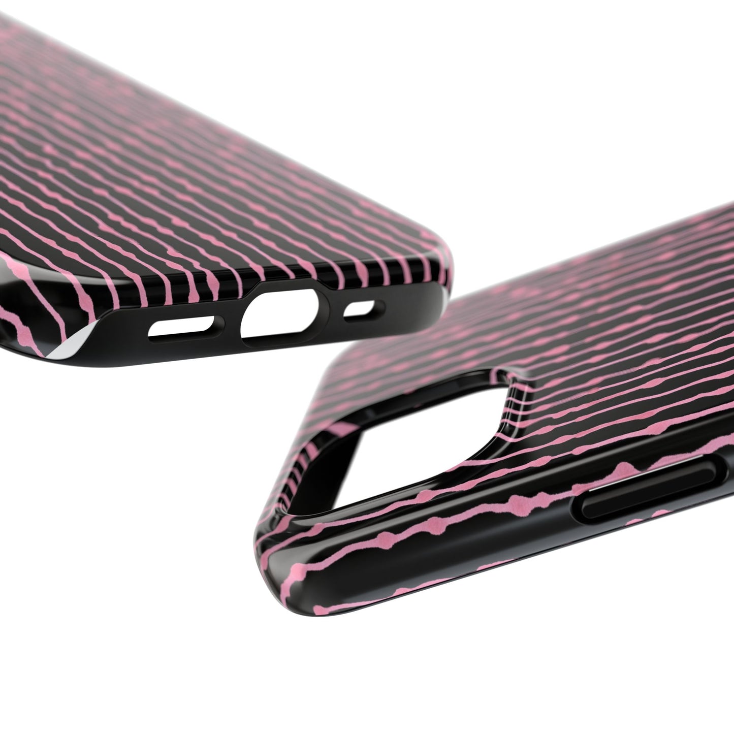 Faux Seersucker Black / Pink Phone Case