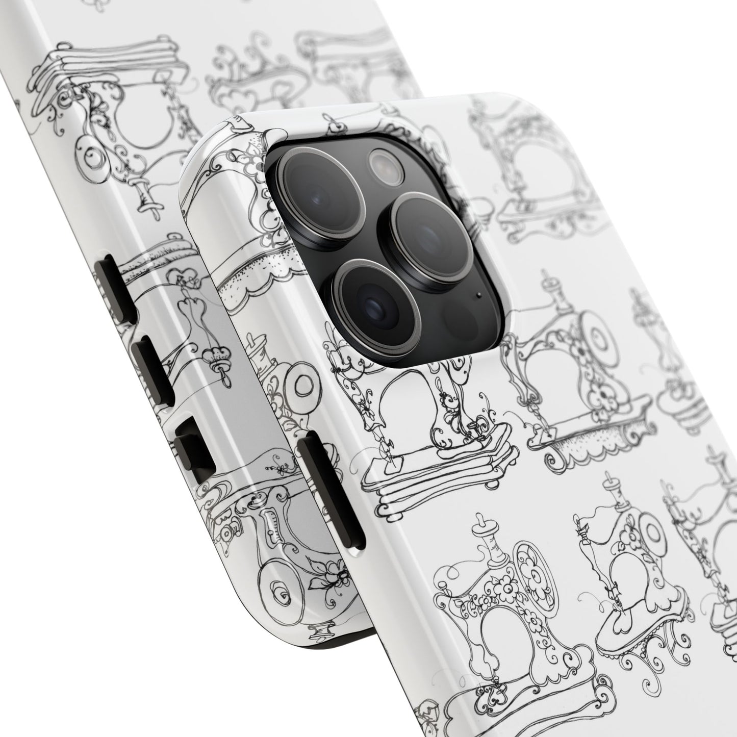 Sew Sew White / Black Phone Case