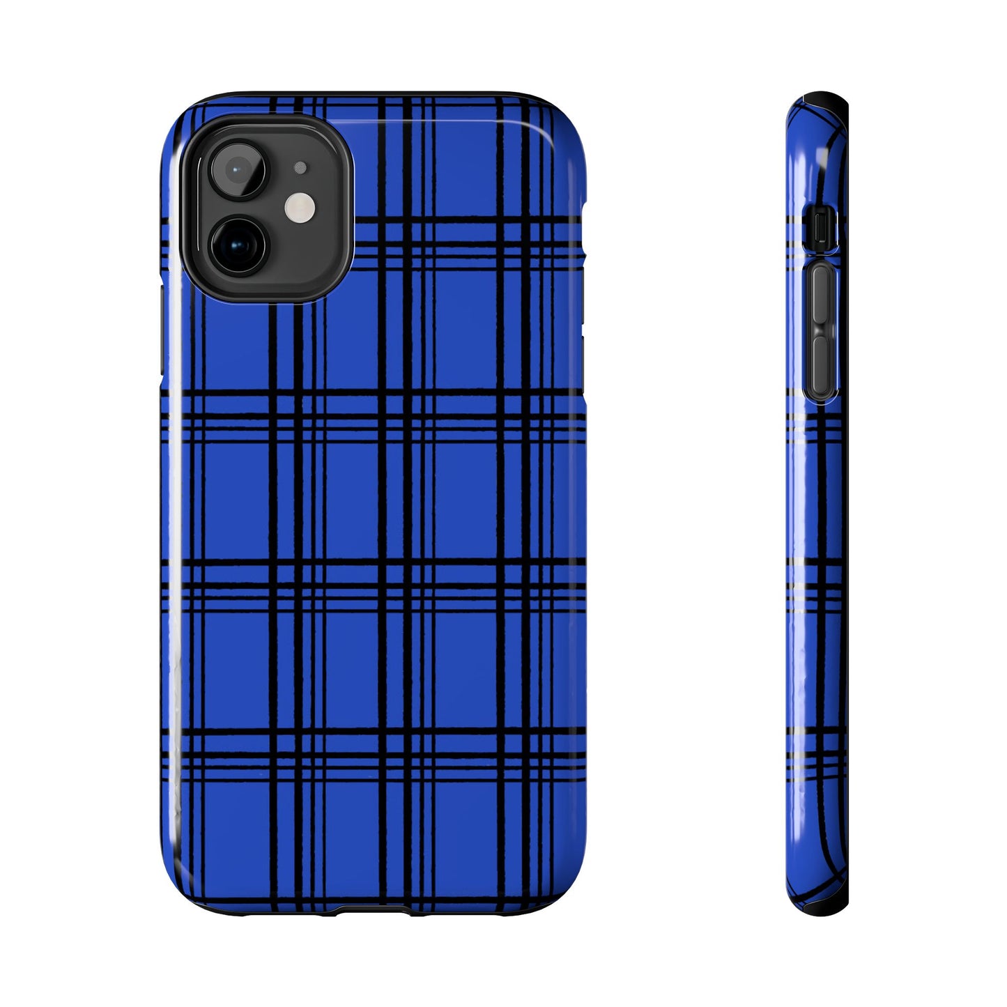 Glad Plaid Blue / Black Phone Case