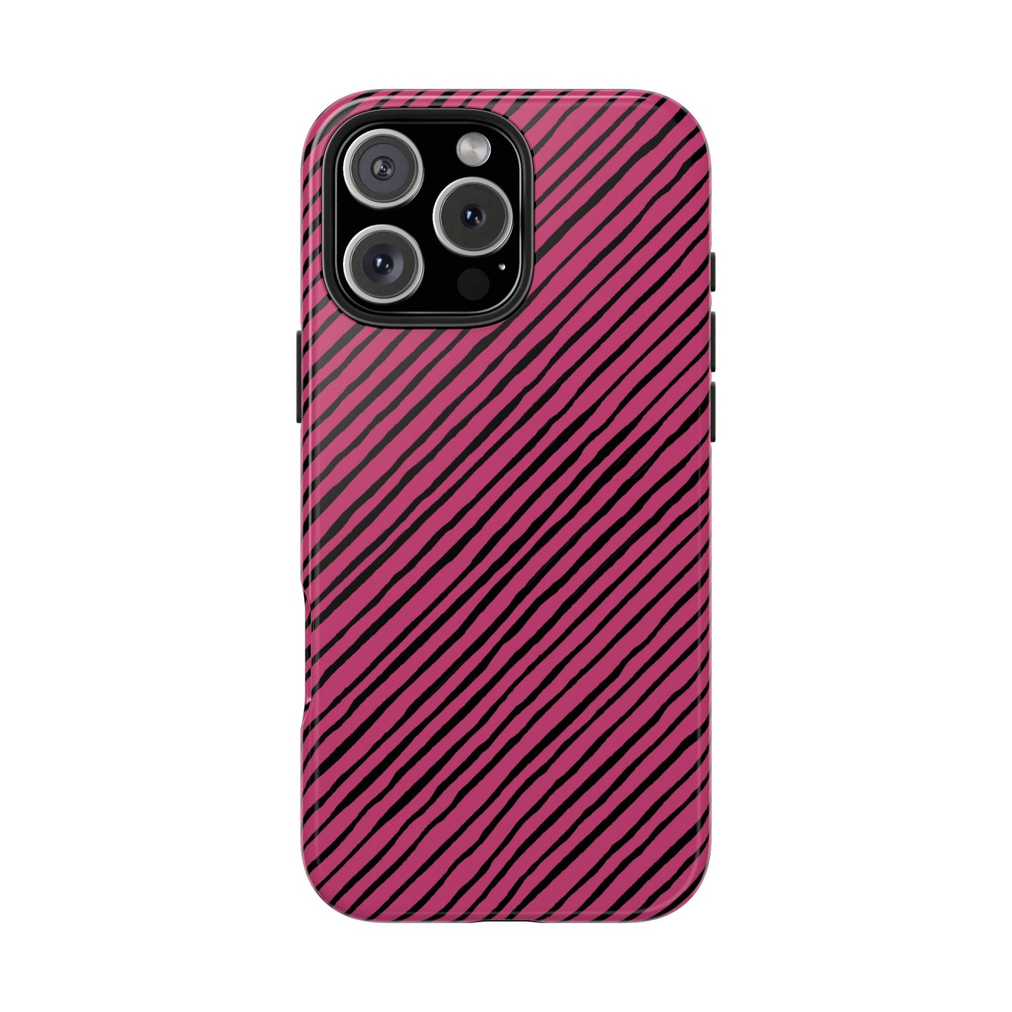 Quirky Bias Stripe Magenta / Black Phone Case