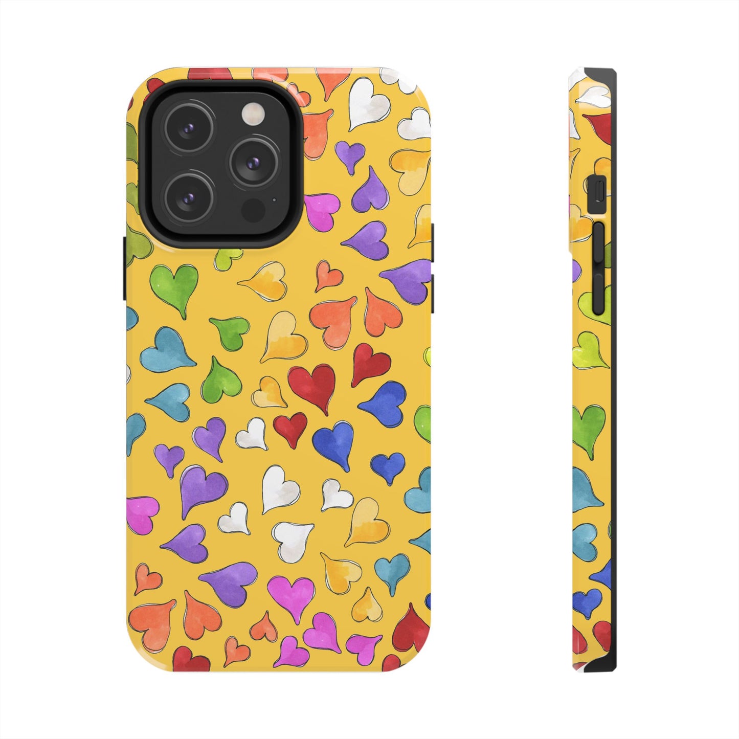 Happy Hearts Yellow Phone Case