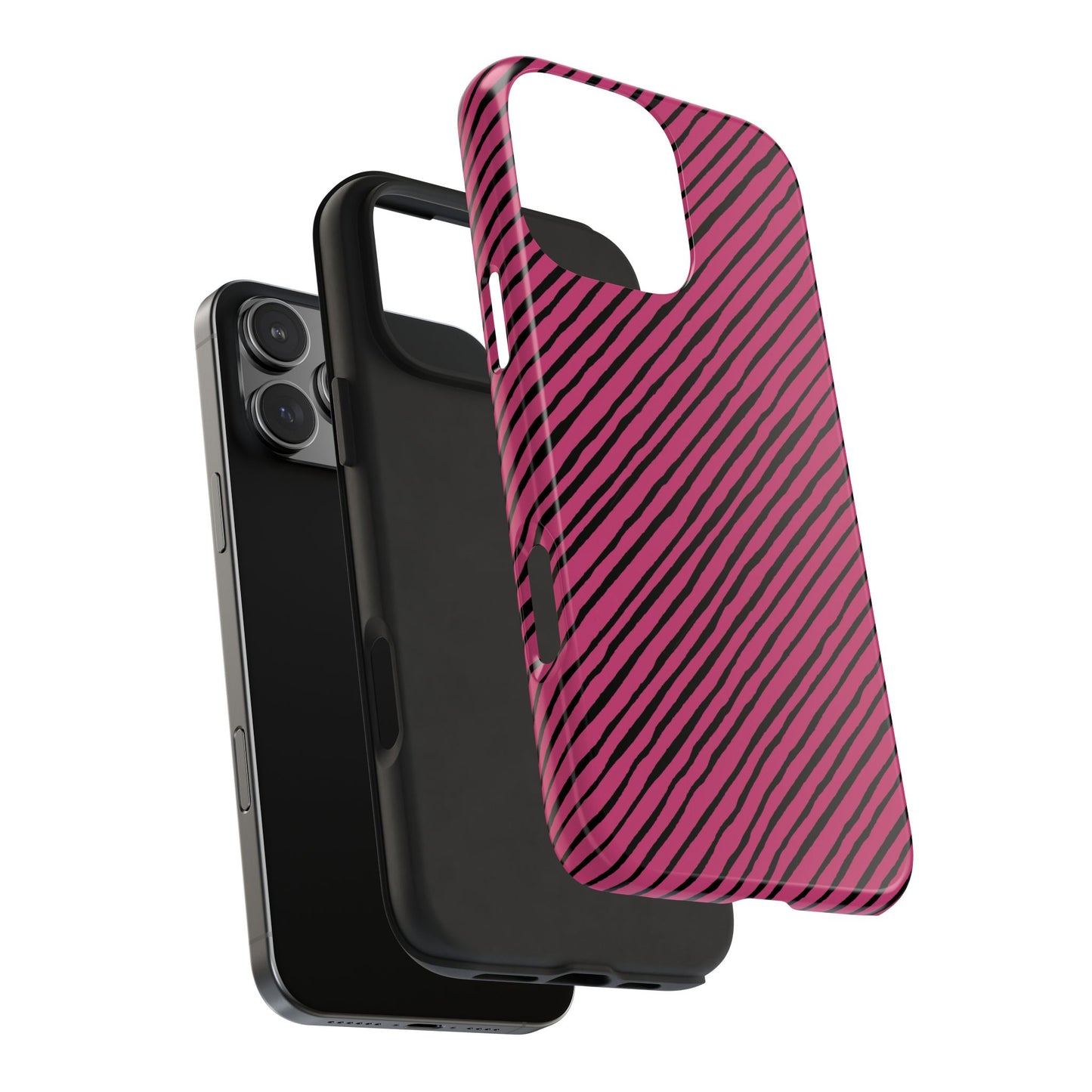 Quirky Bias Stripe Magenta / Black Phone Case