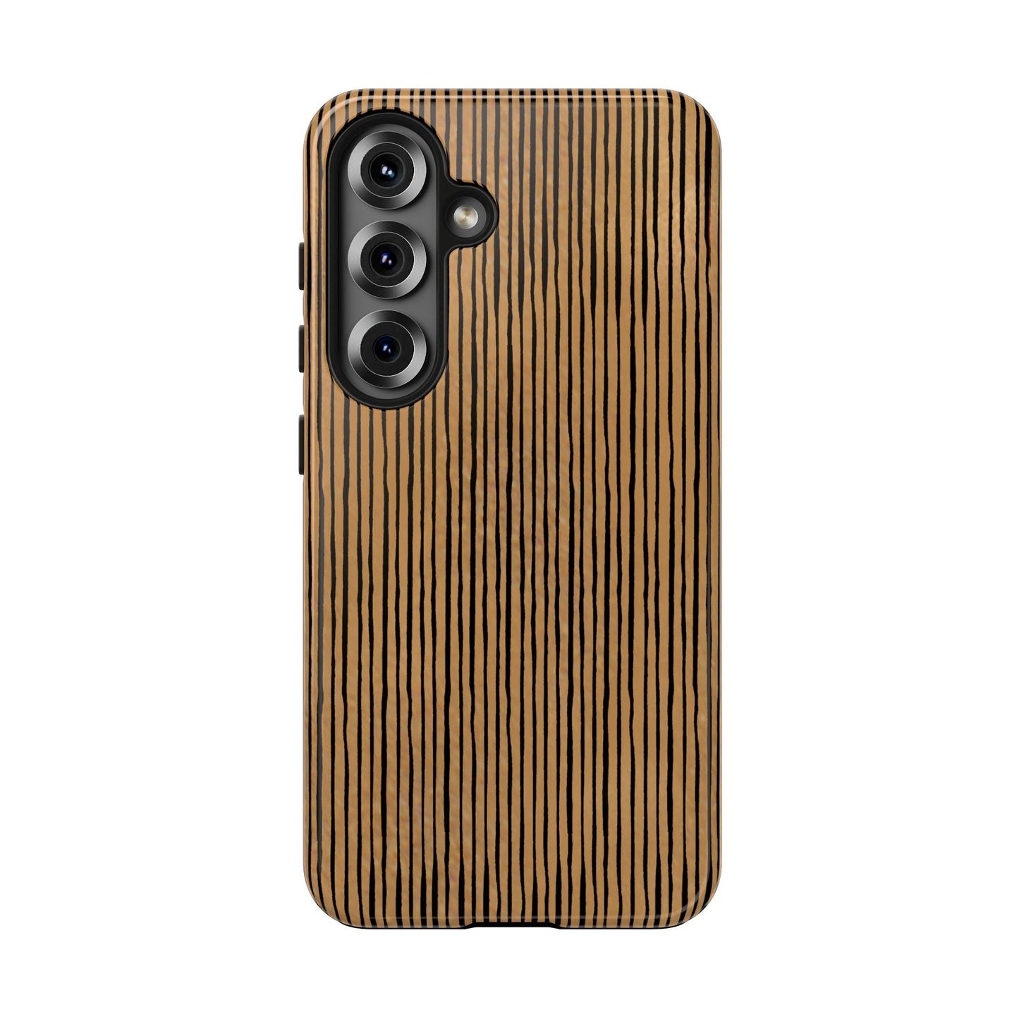 Quirky Pin Stripe Tan / Black Phone Case