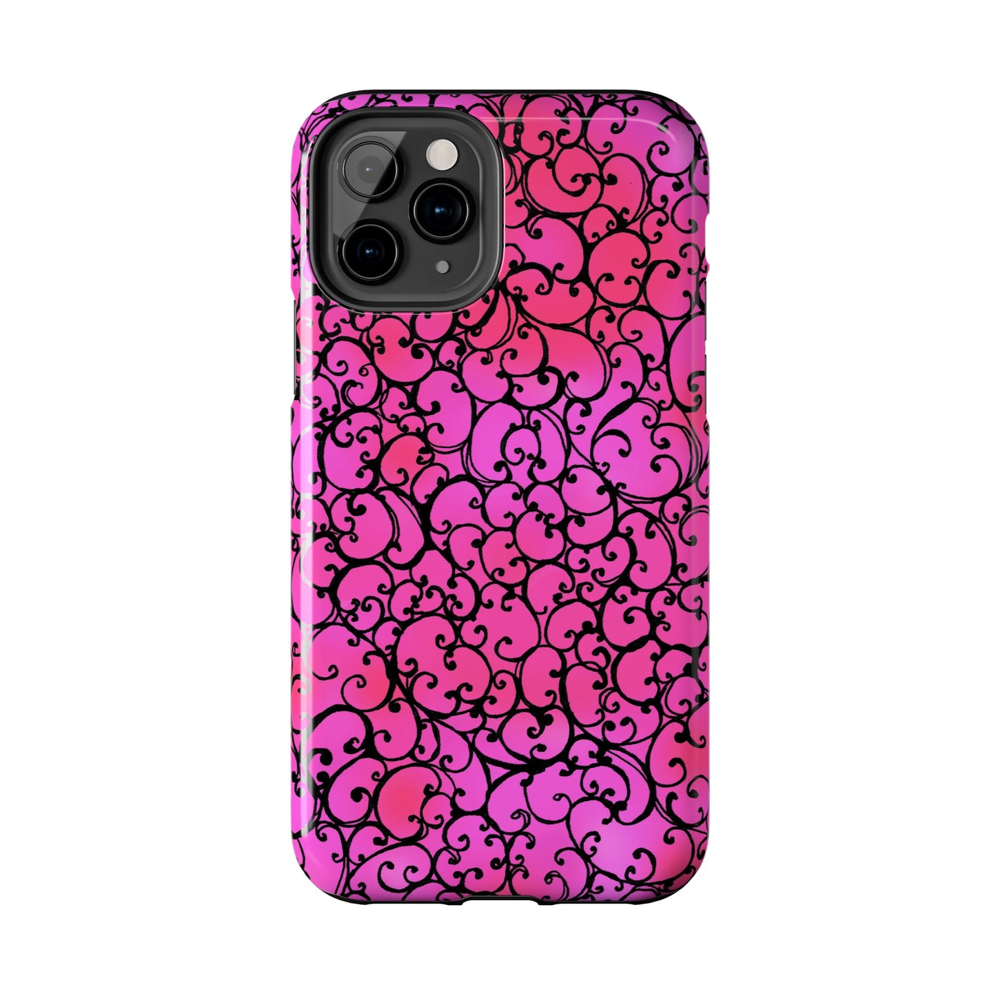 Scrollie Cerise / Black Phone Case