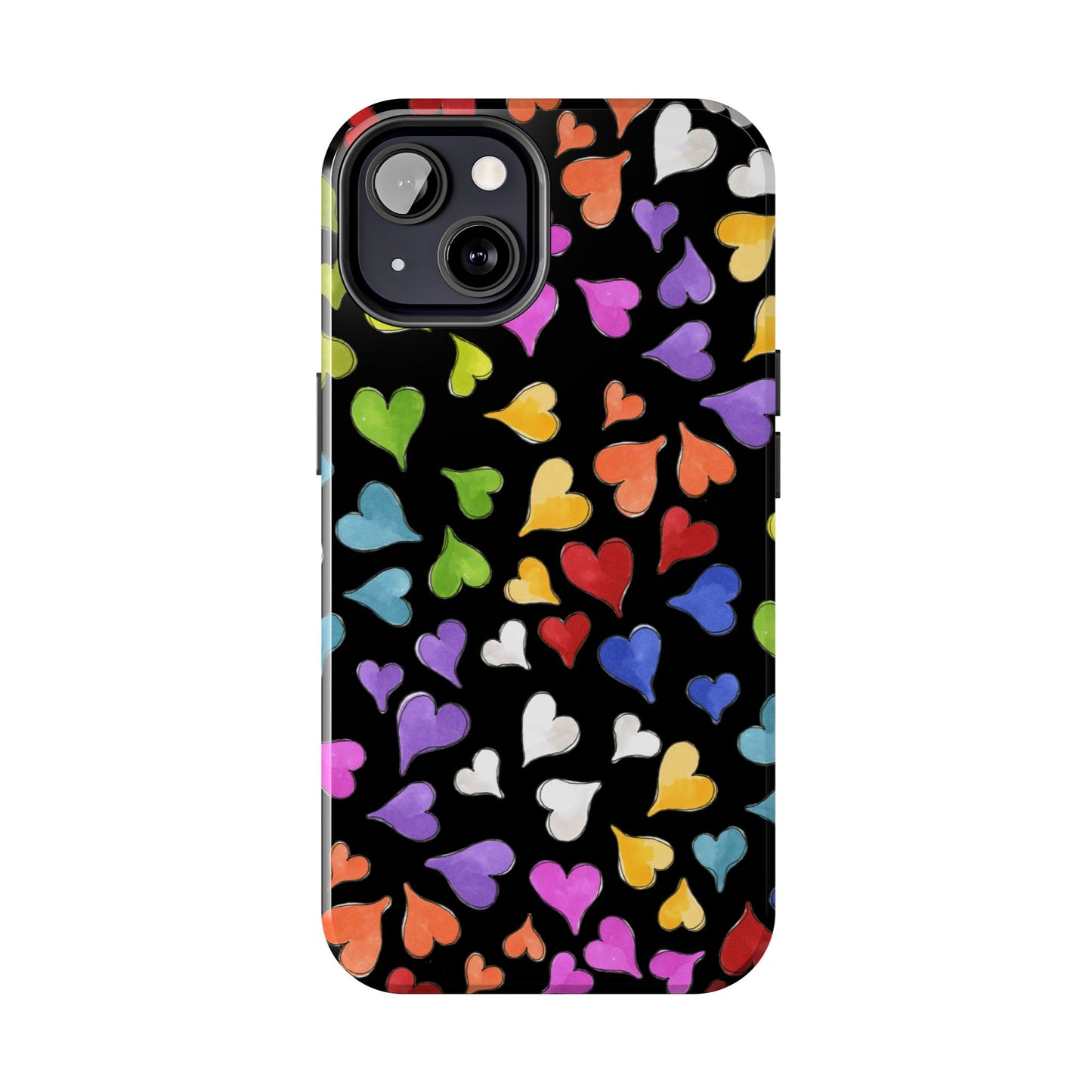 Happy Hearts Black Phone Case