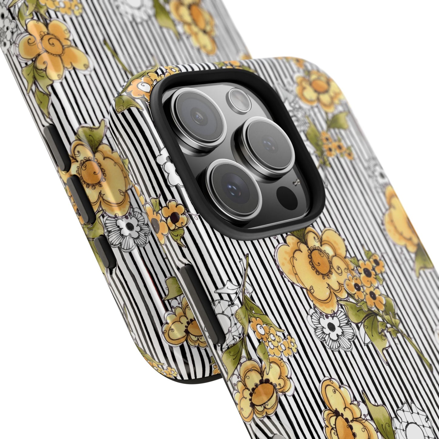 Bee Floral White / Black Phone Case