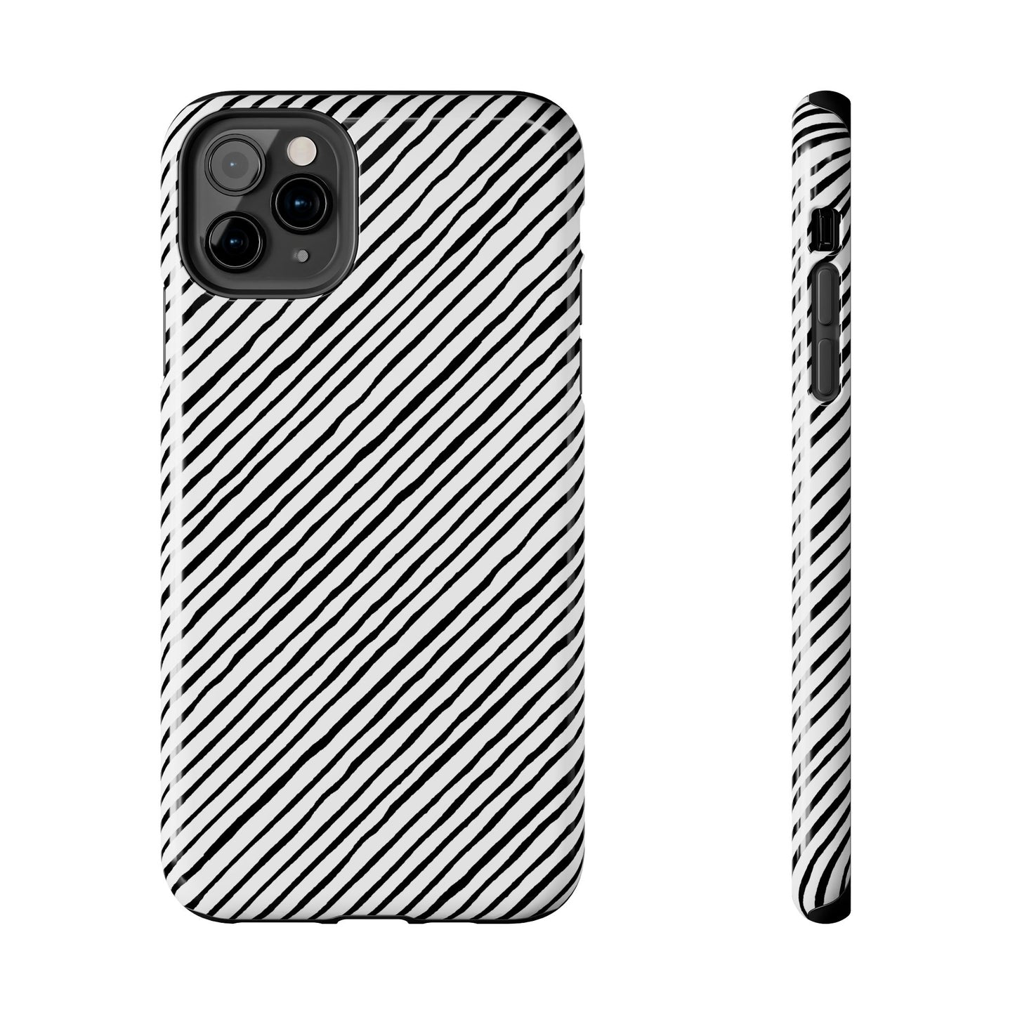 Quirky Bias Stripe White / Black Phone Case