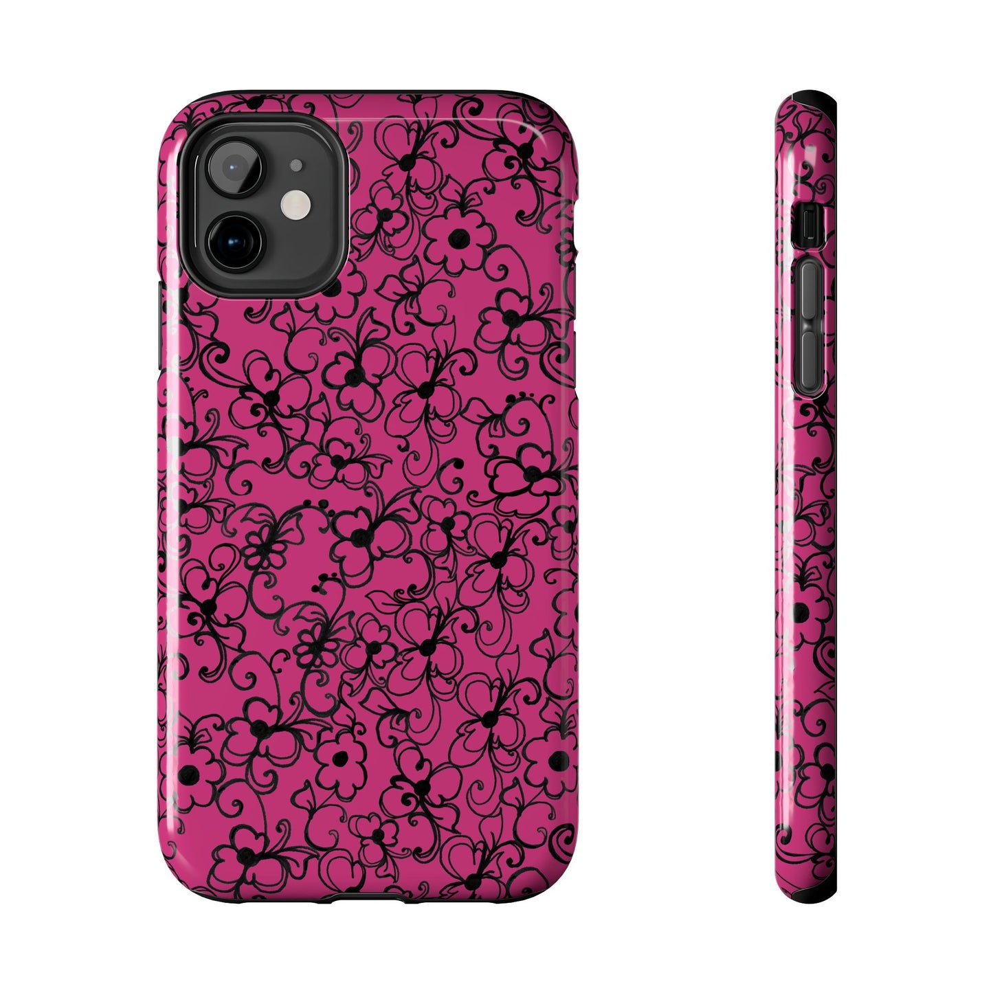 Daisy Jungle Pink / Black Phone Case