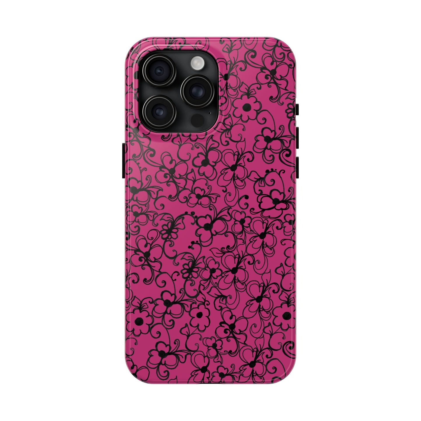 Daisy Jungle Pink / Black Phone Case