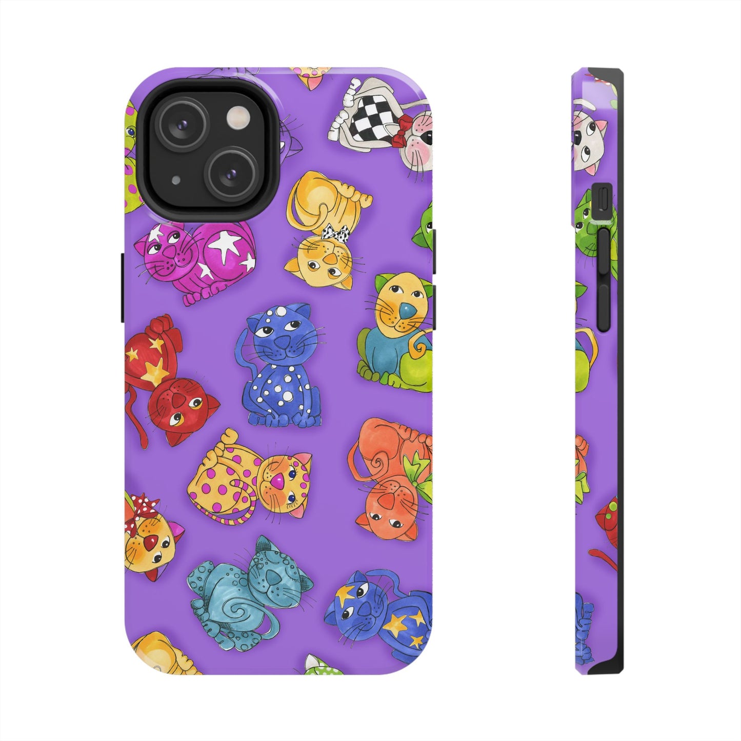 Tossed Happy Cats Purple Phone Case