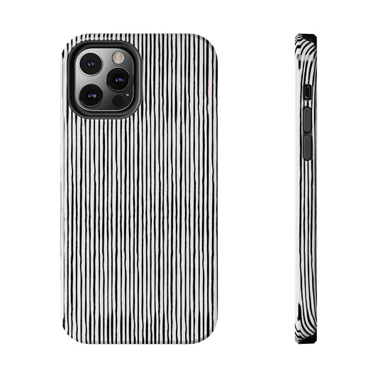 Quirky Pin Stripe White / Black Phone Case
