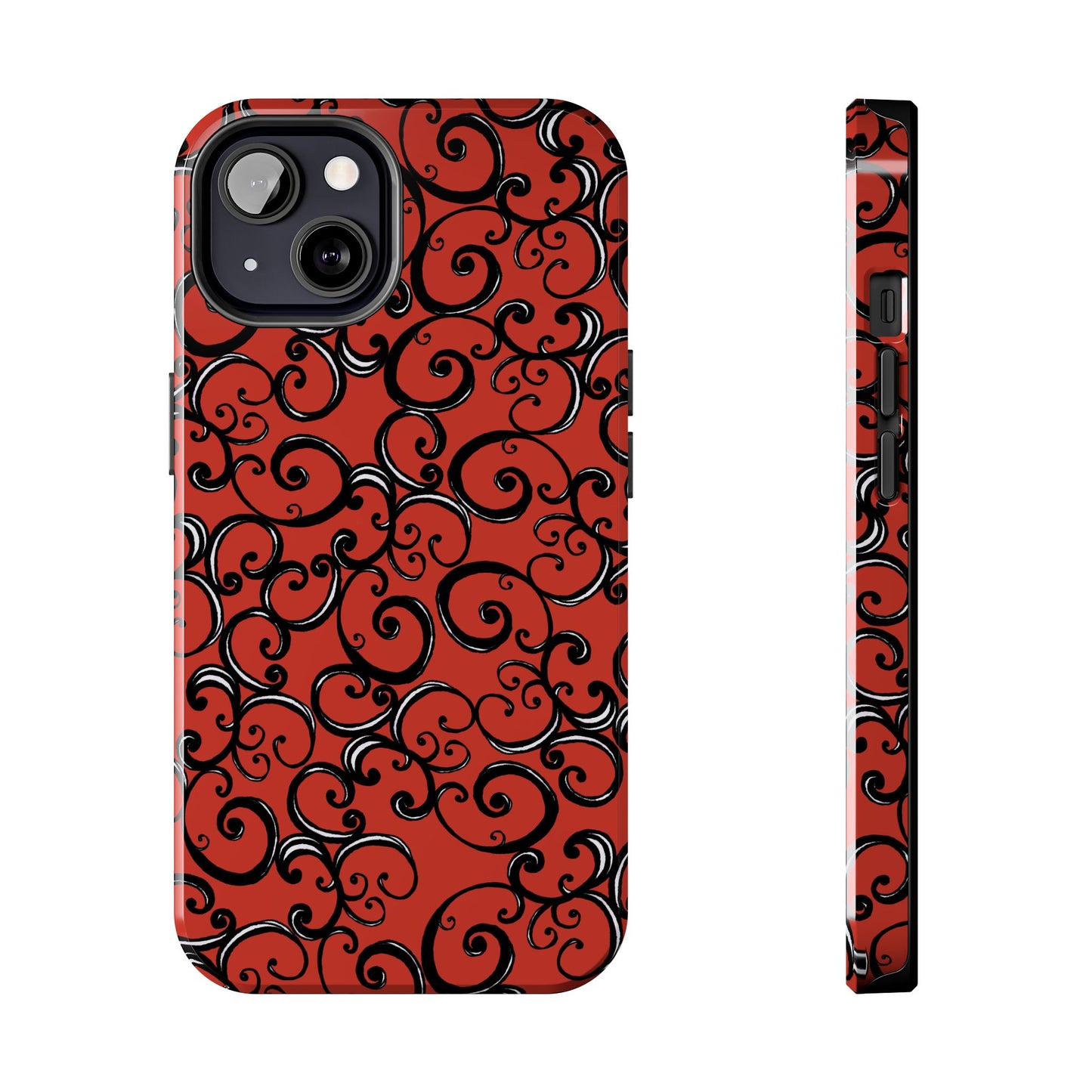Curls Red / Black Phone Case