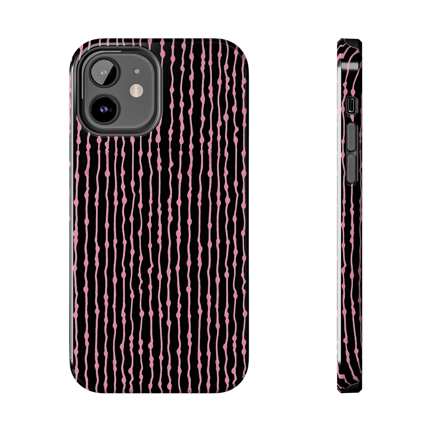 Faux Seersucker Black / Pink Phone Case