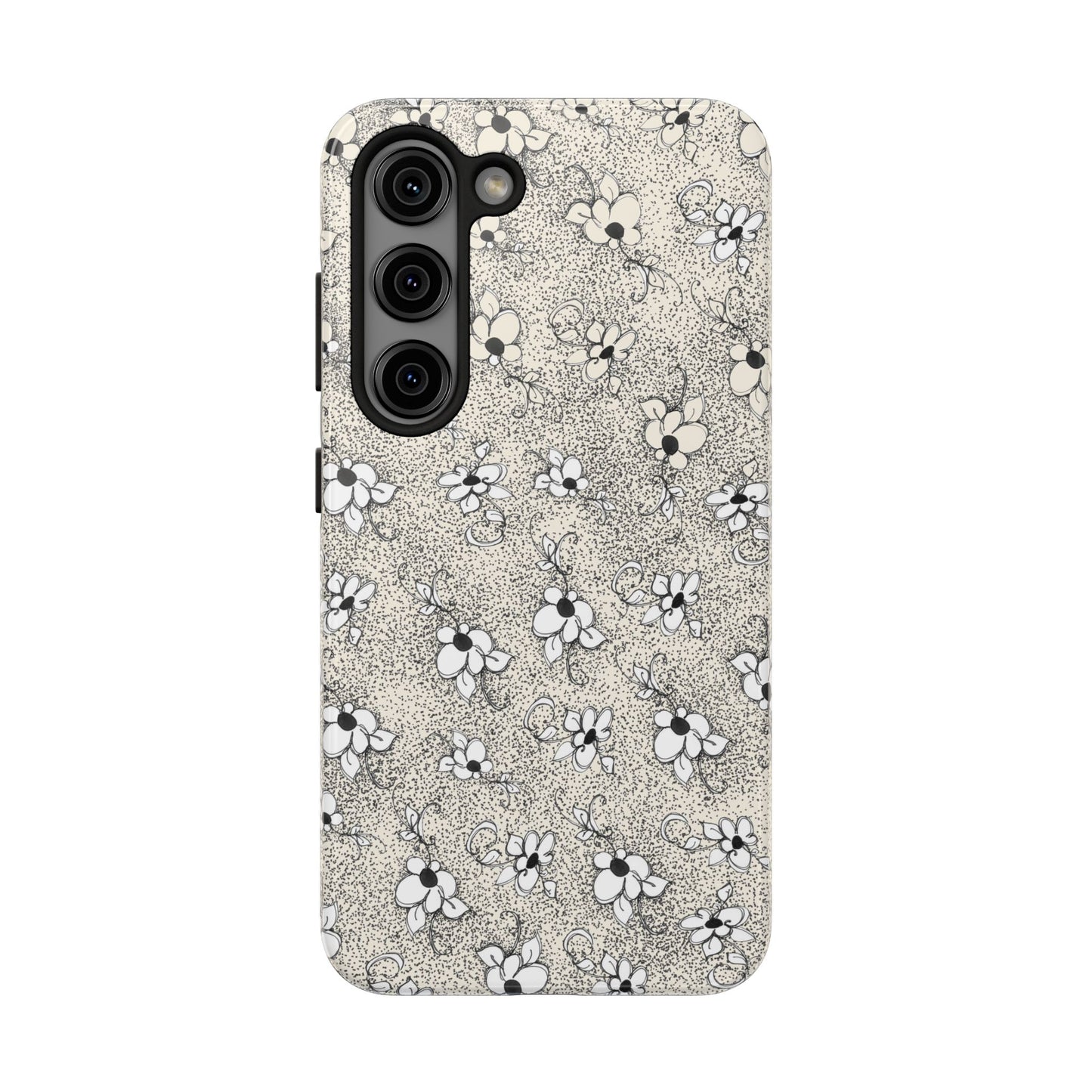 Daisy Flecks Ivory / Black Phone Case