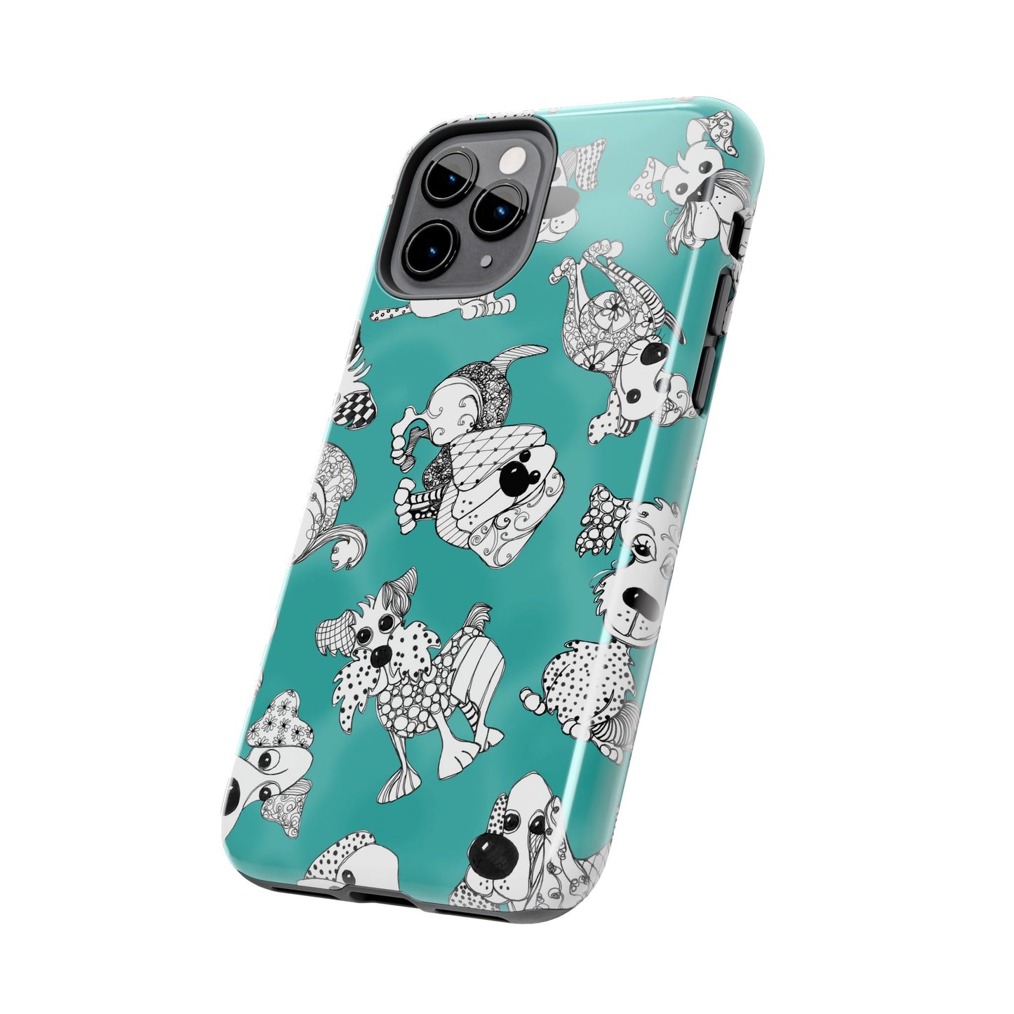 Doodle Dogs Turquoise Phone Case