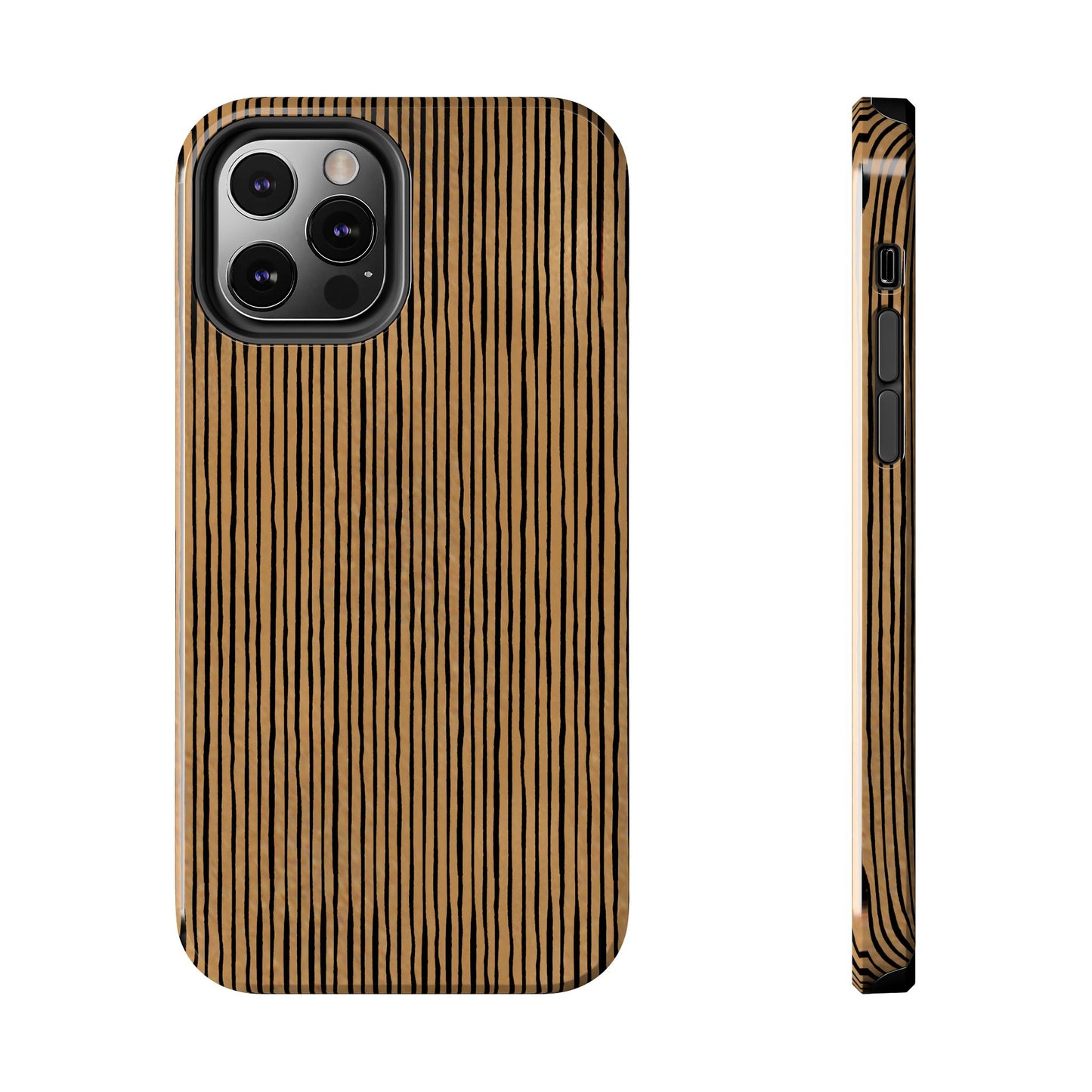 Quirky Pin Stripe Tan / Black Phone Case