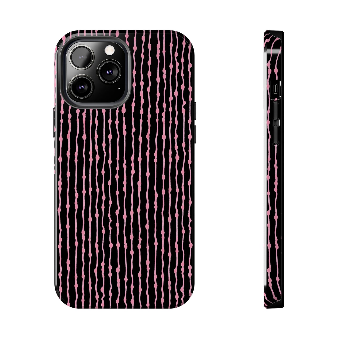 Faux Seersucker Black / Pink Phone Case
