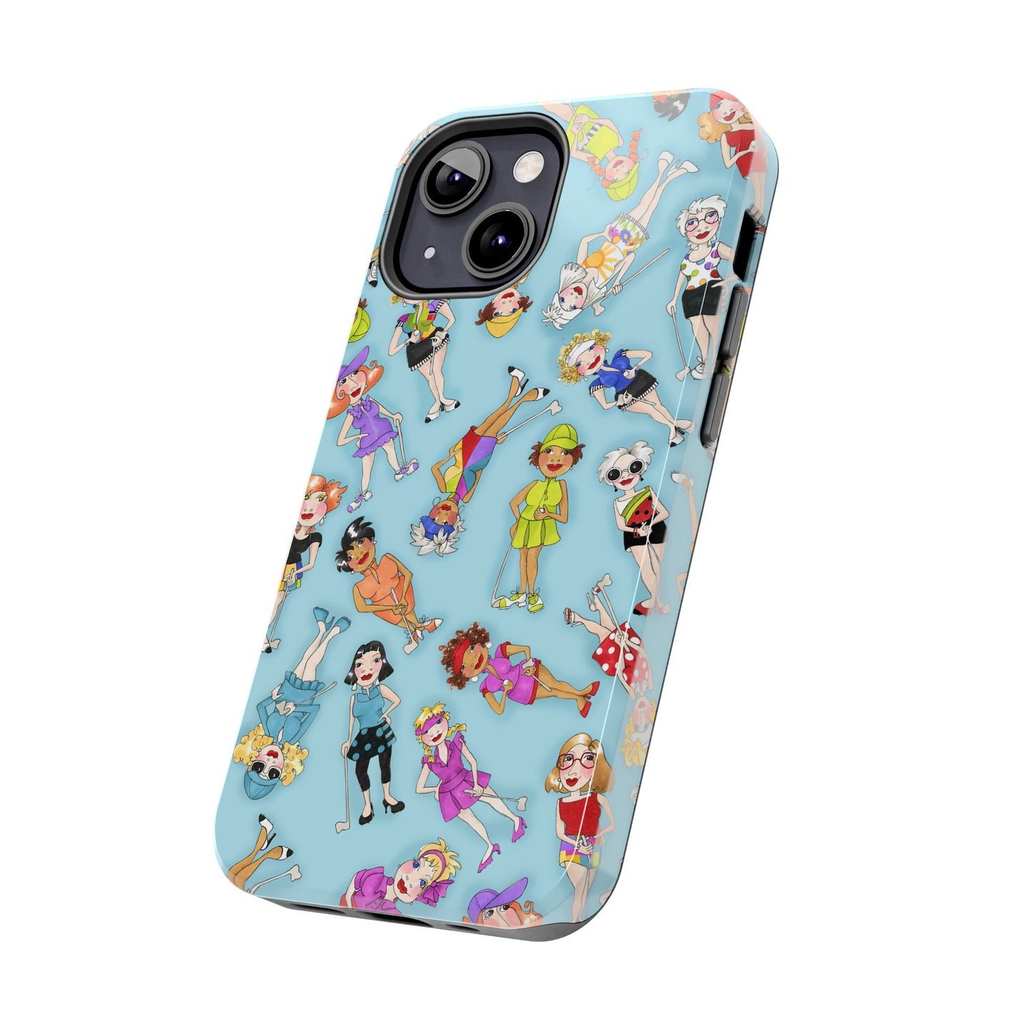 Tossed Golfer Girls Turquoise Phone Case