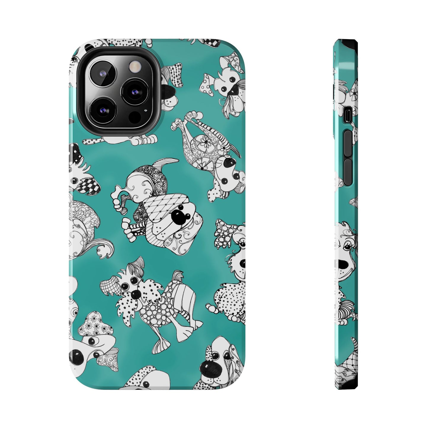 Doodle Dogs Turquoise Phone Case