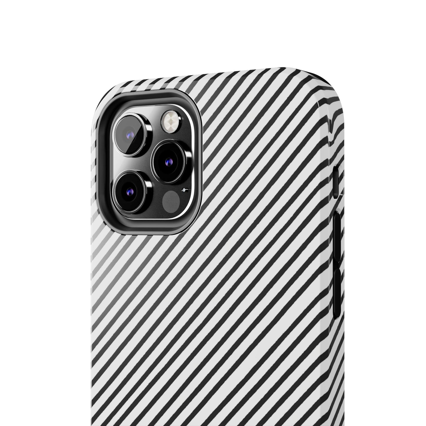 Diagonal Stripe White / Black Phone Case