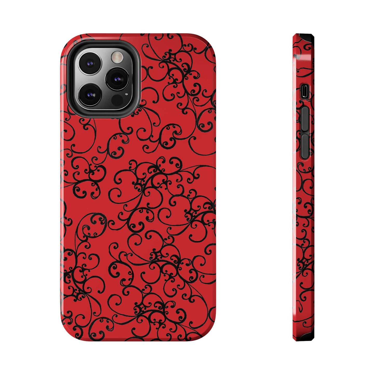 Elegant Scroll Red / Black Phone Case