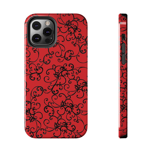 Elegant Scroll Red / Black Phone Case