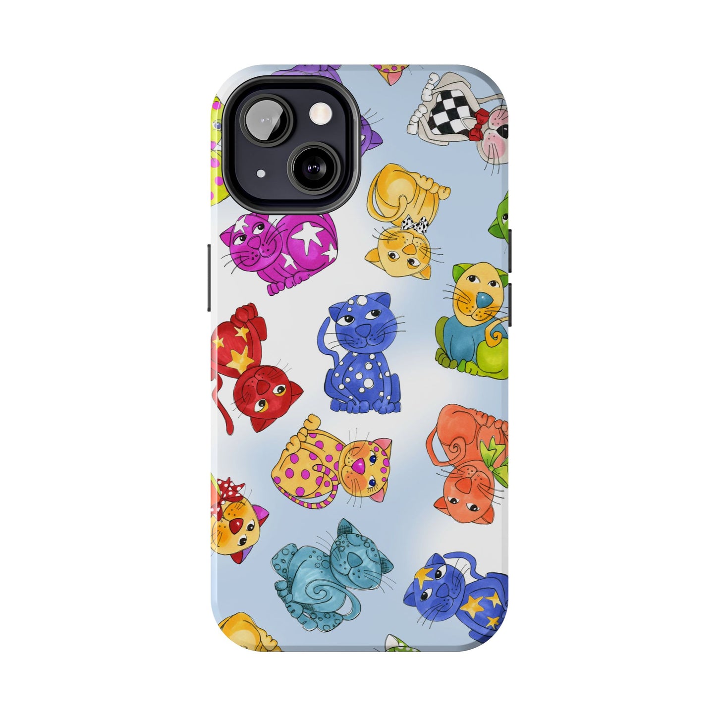 Tossed Happy Cats Blue Sky Phone Case