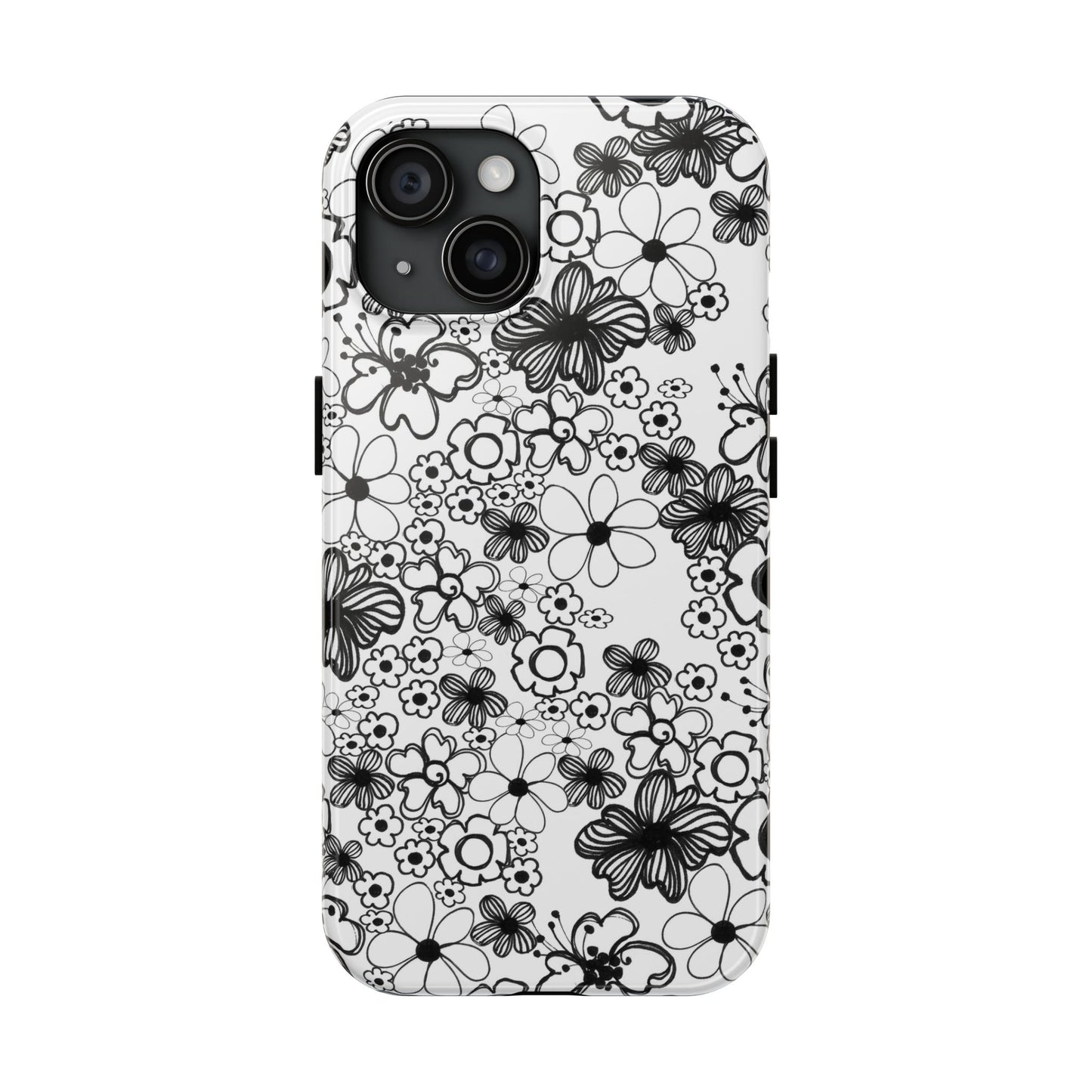 White and Black Flowers Phone Case