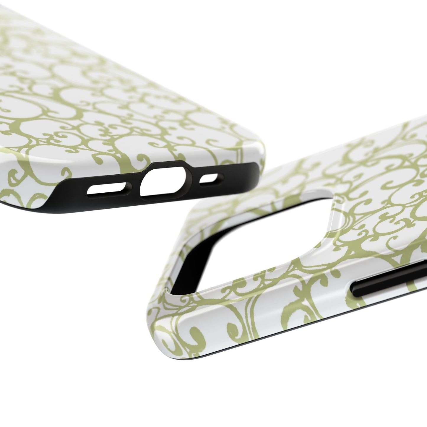 Scrollie White / Green Phone Case