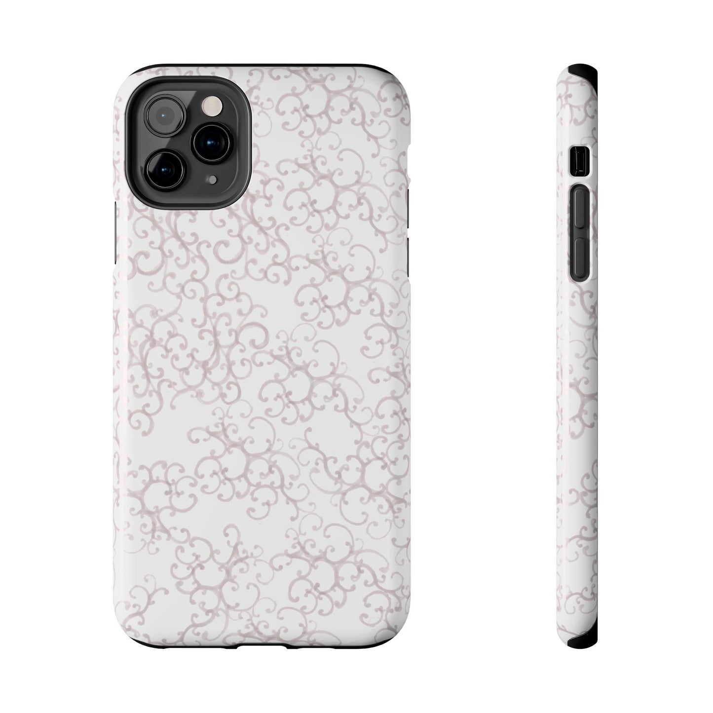 Scrollie White / Silver Phone Case