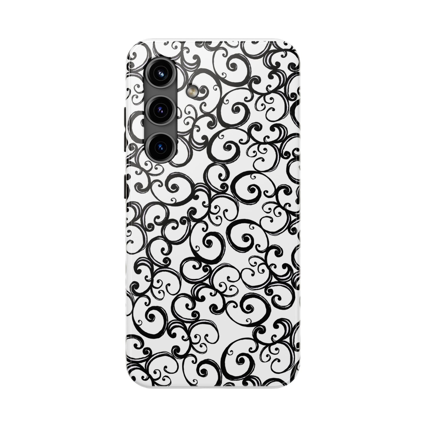 Curls White / Black Phone Case