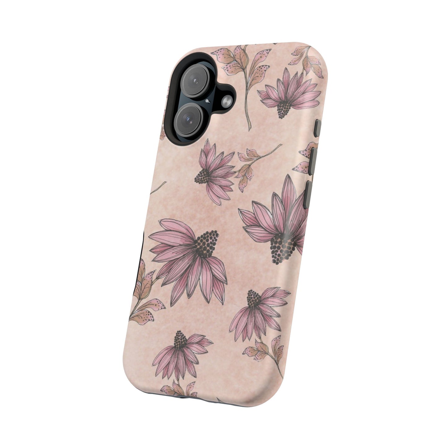 Wild Cone Flowers Pink Marble Phone Case