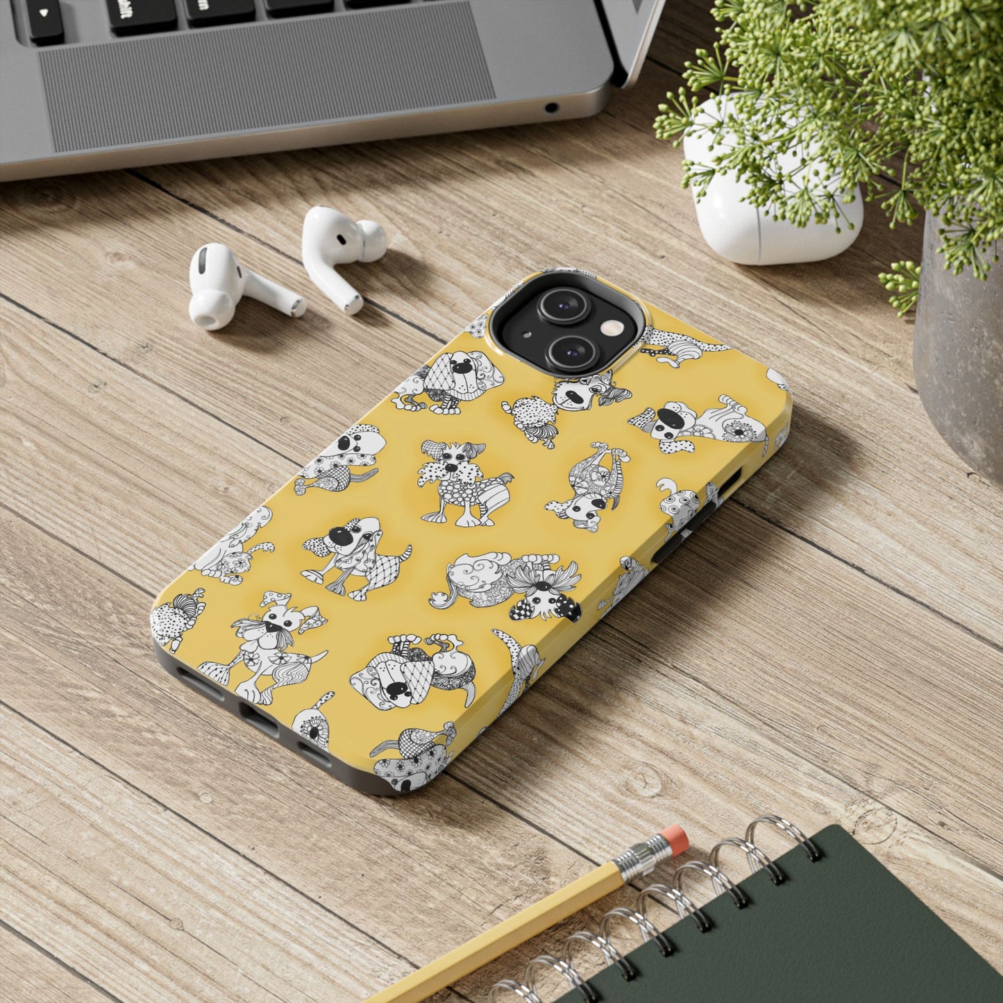 Doodle Dogs Yellow Phone Case