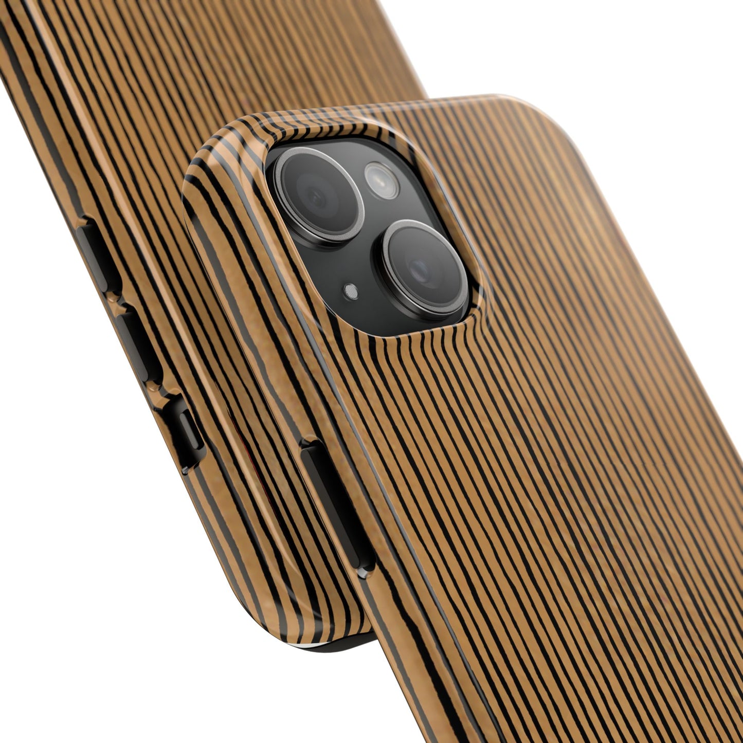Quirky Pin Stripe Tan / Black Phone Case