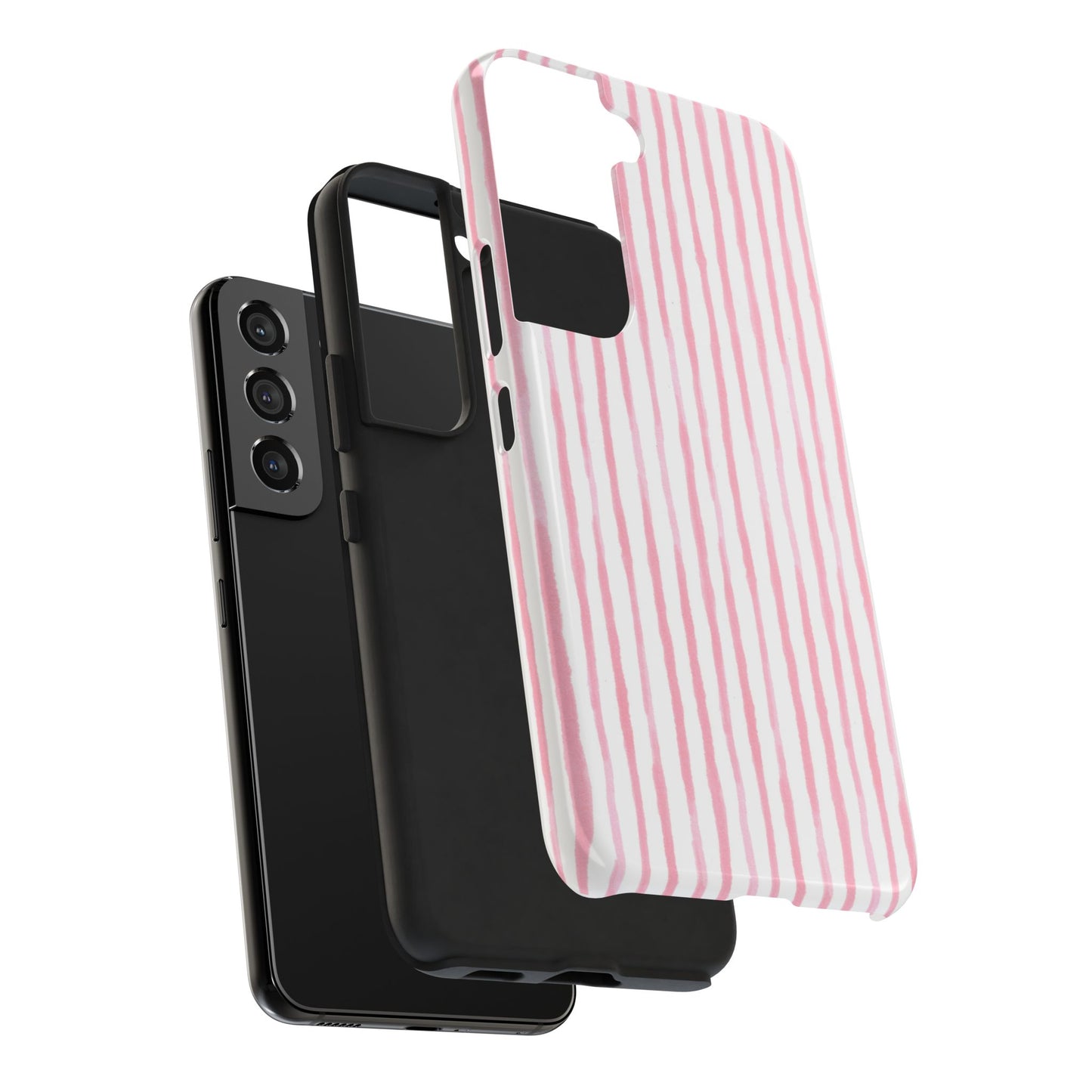Happy Stripe White / Pink Phone Case