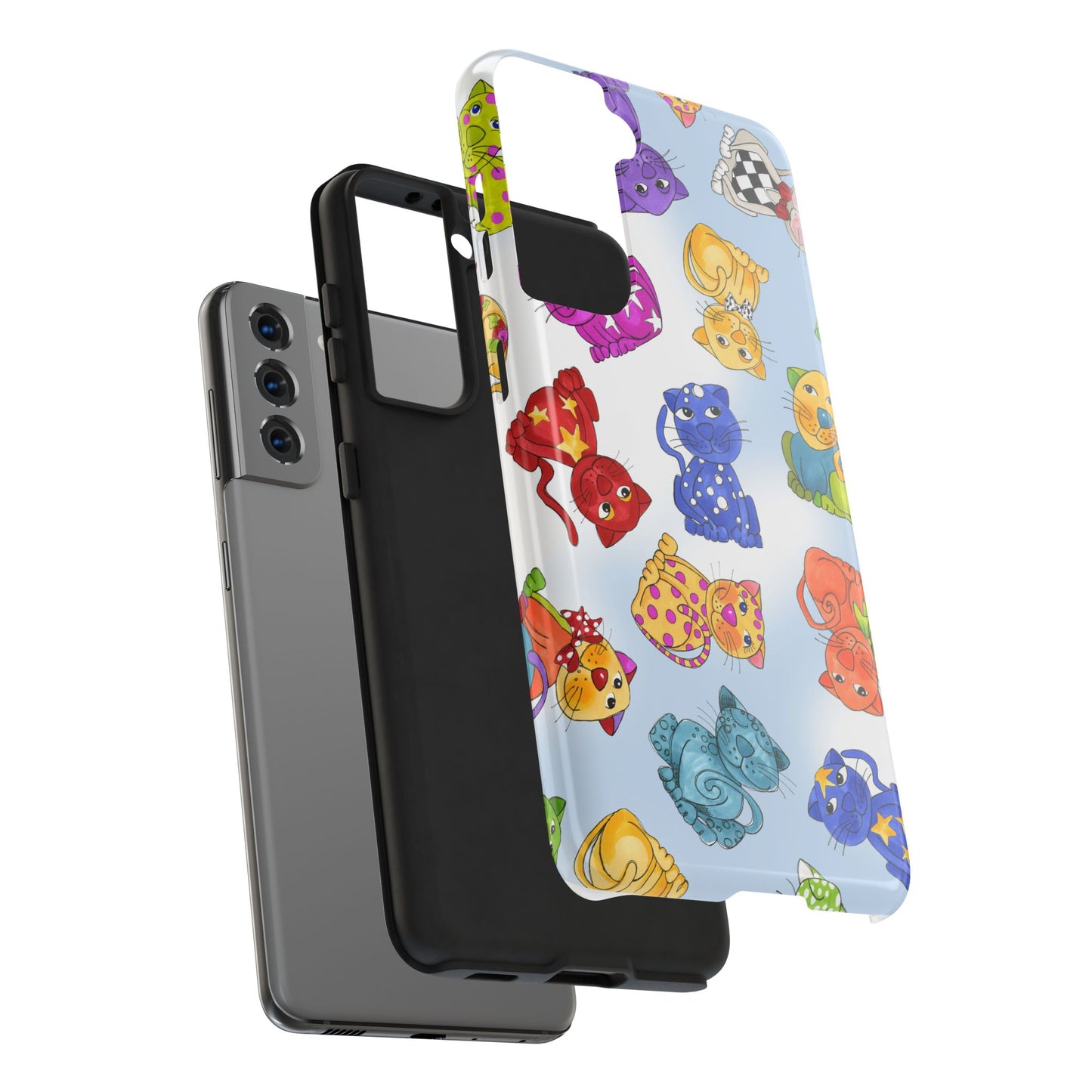 Tossed Happy Cats Blue Sky Phone Case