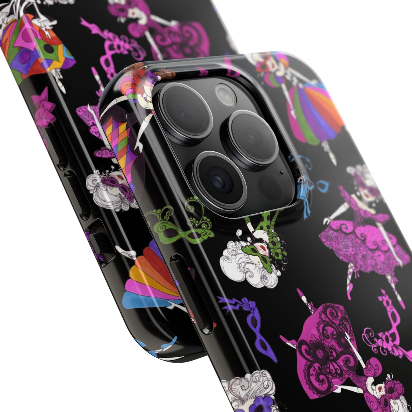Tossed Masquerade Ladies Black Phone Case