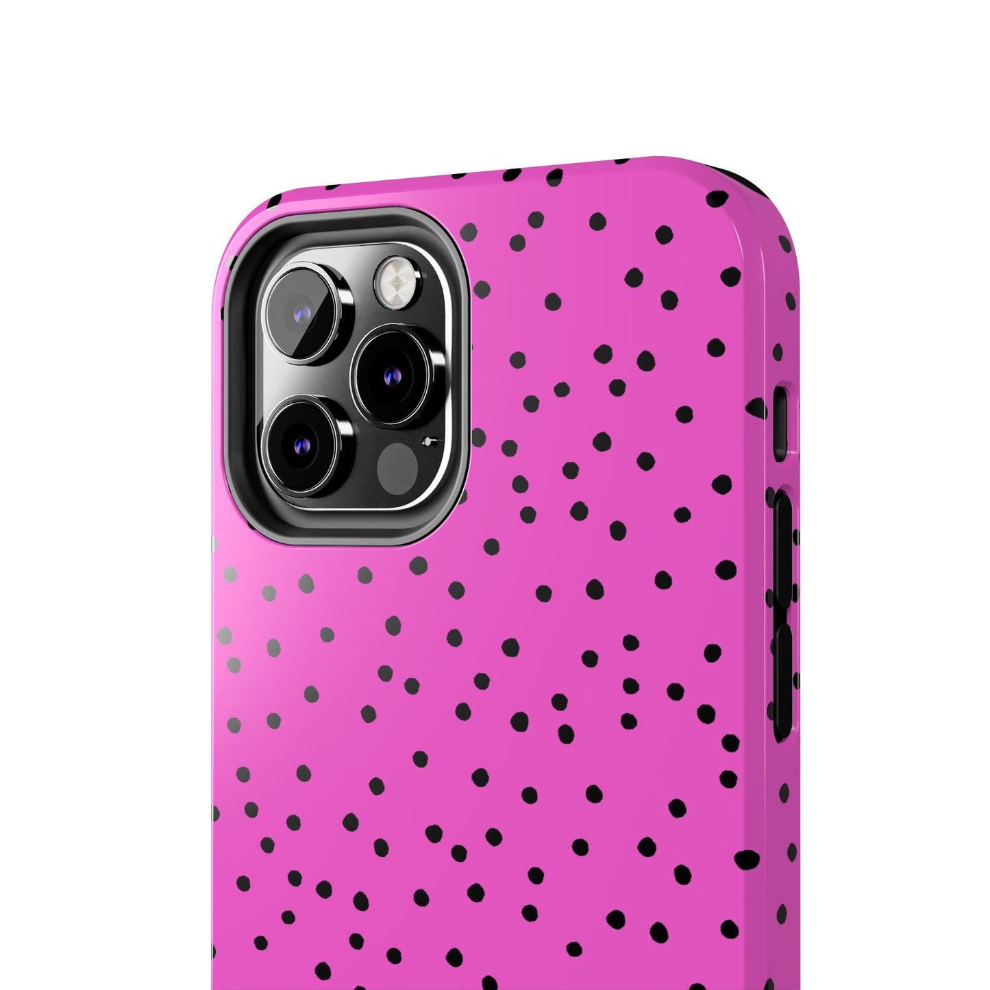 Dinky Dots Cerise / Black Phone Case