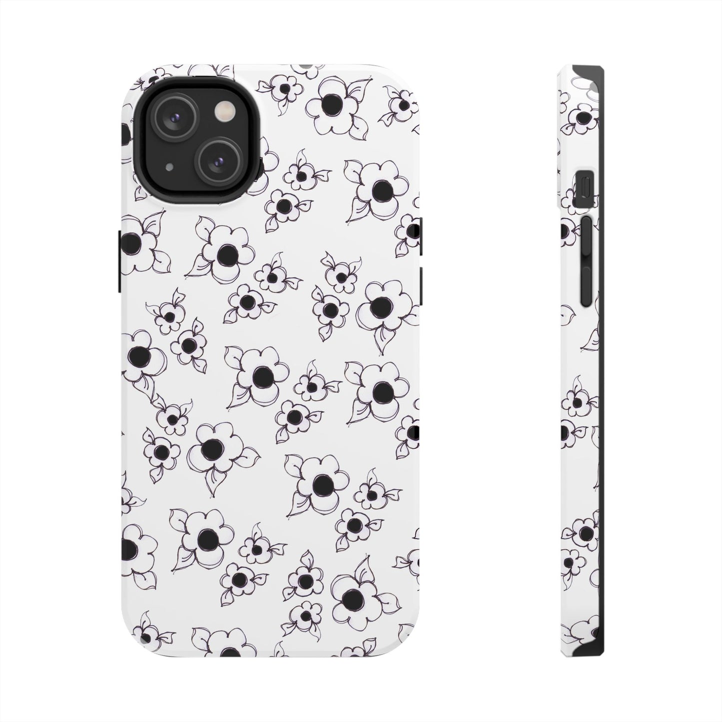 Daisy Cluster White / Black Phone Case