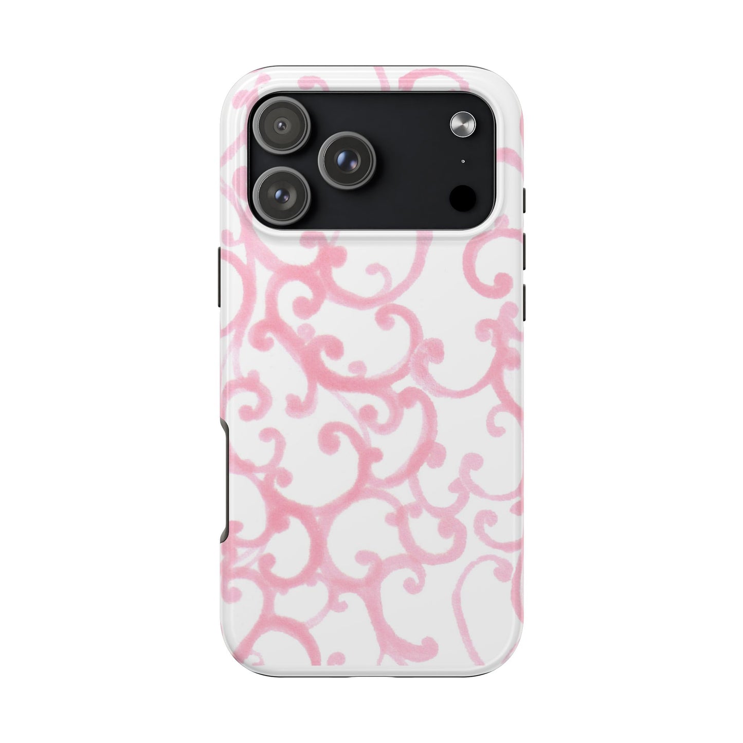 Scrollie White / Pink Phone Case
