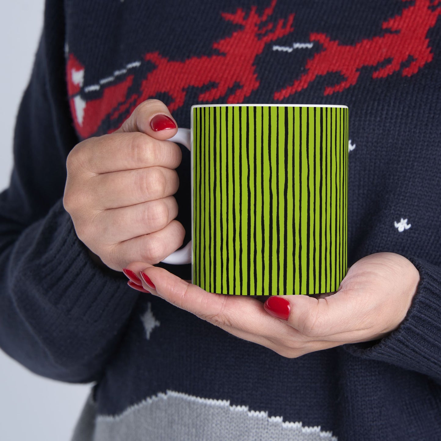 Quirky Pin Stripe Green / Black Cup