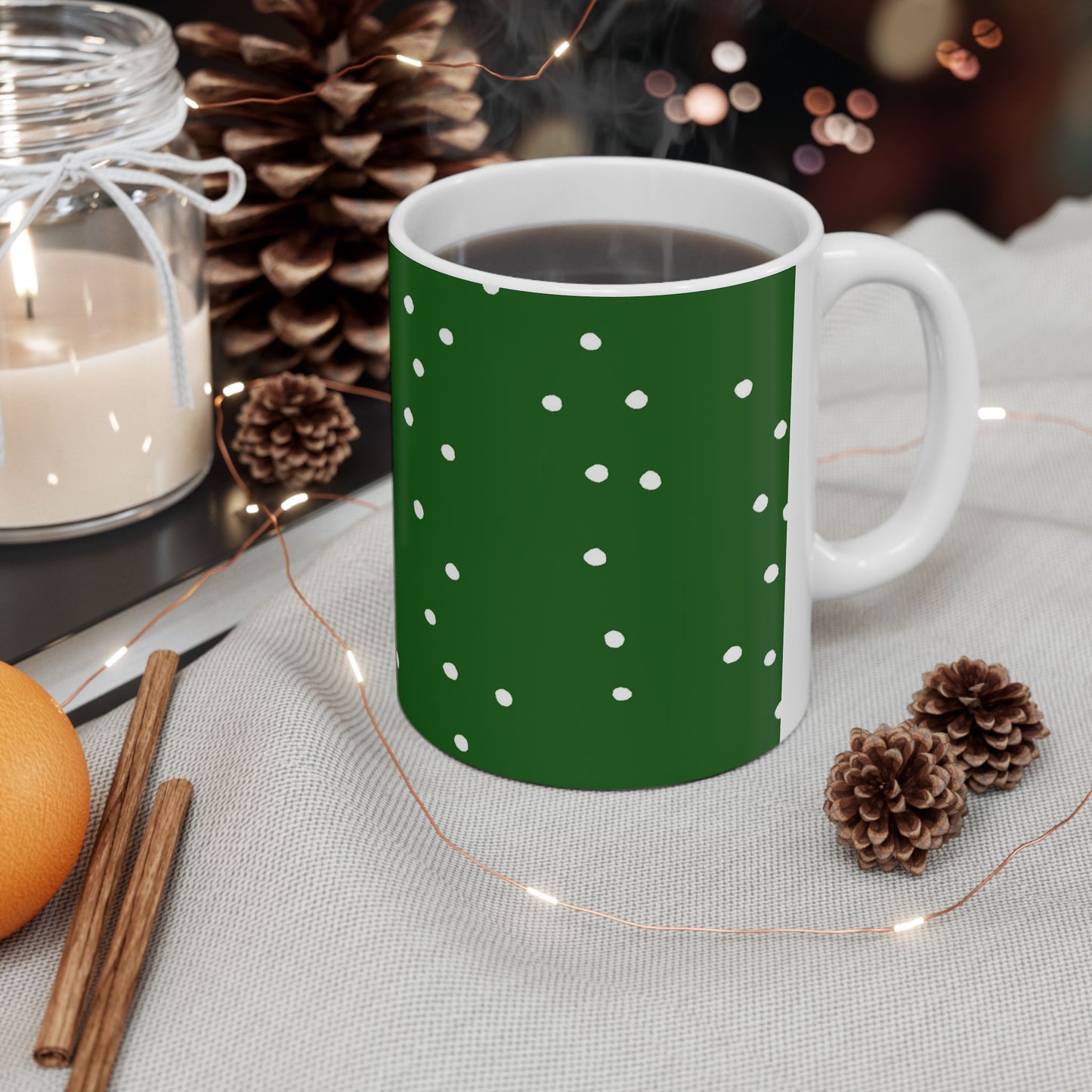 Dinky Dots Dark Green / White Cup