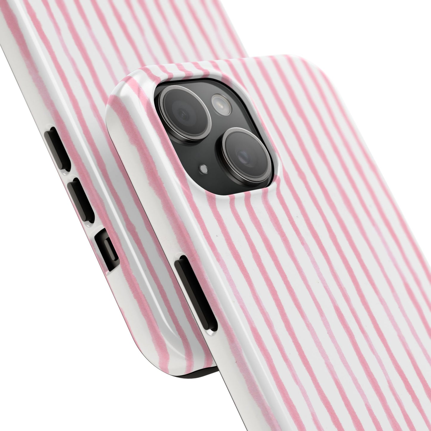 Happy Stripe White / Pink Phone Case