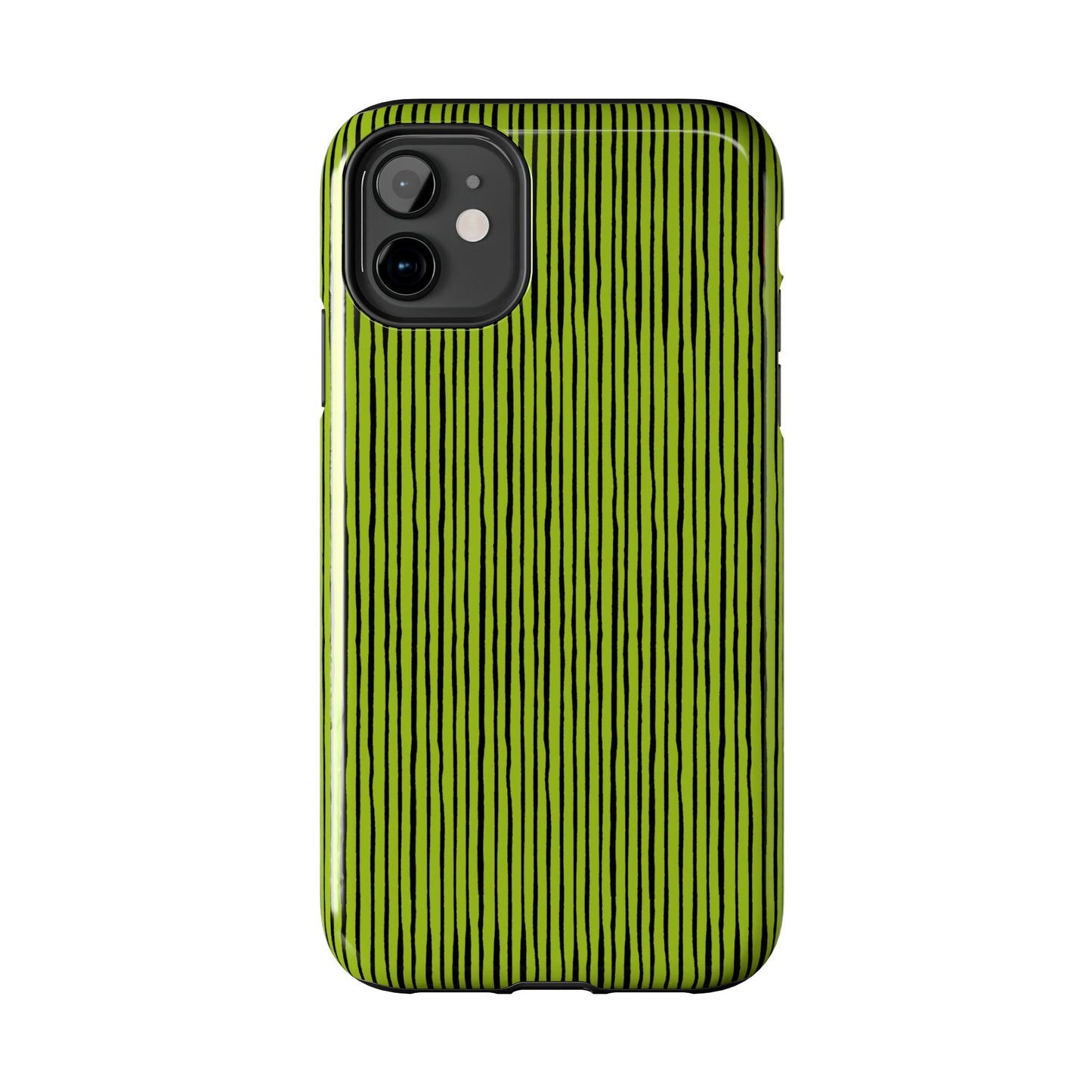 Quirky Pin Stripe Green / Black Phone Case