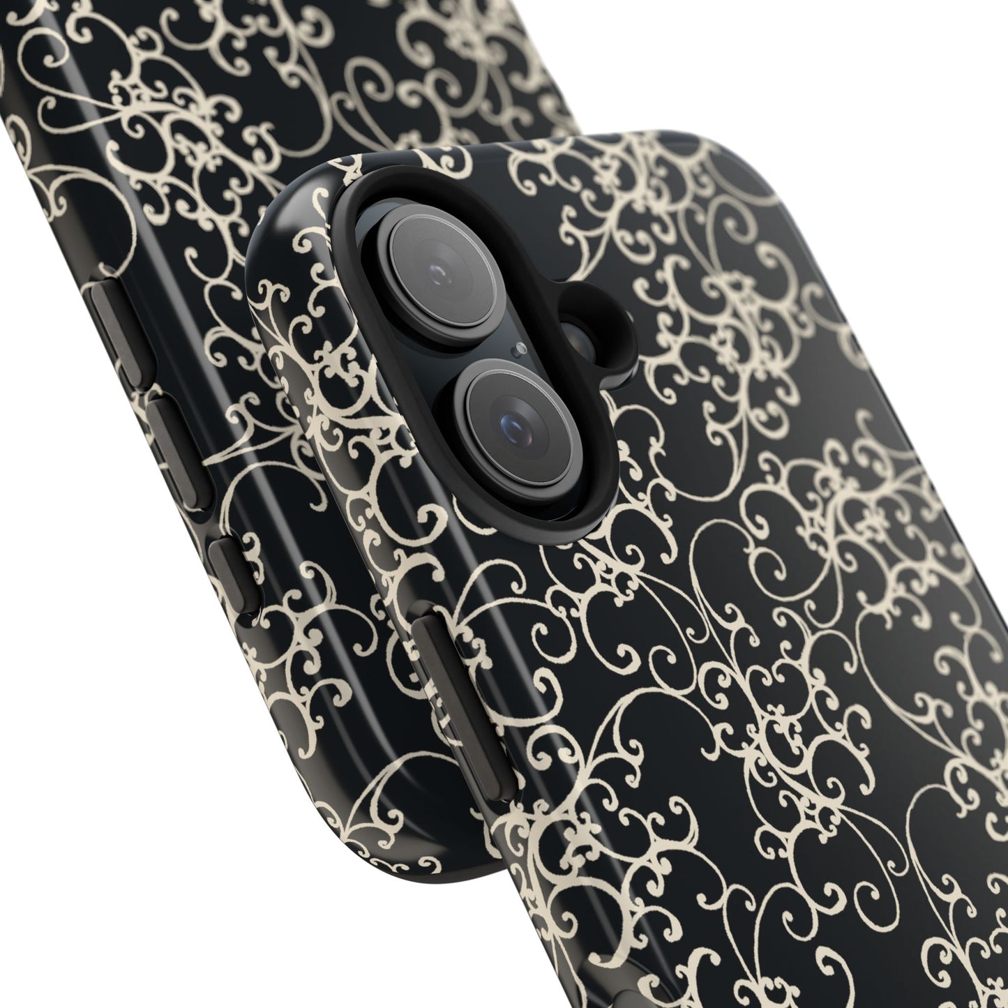 Elegant Scroll Black / Ivory Phone Case