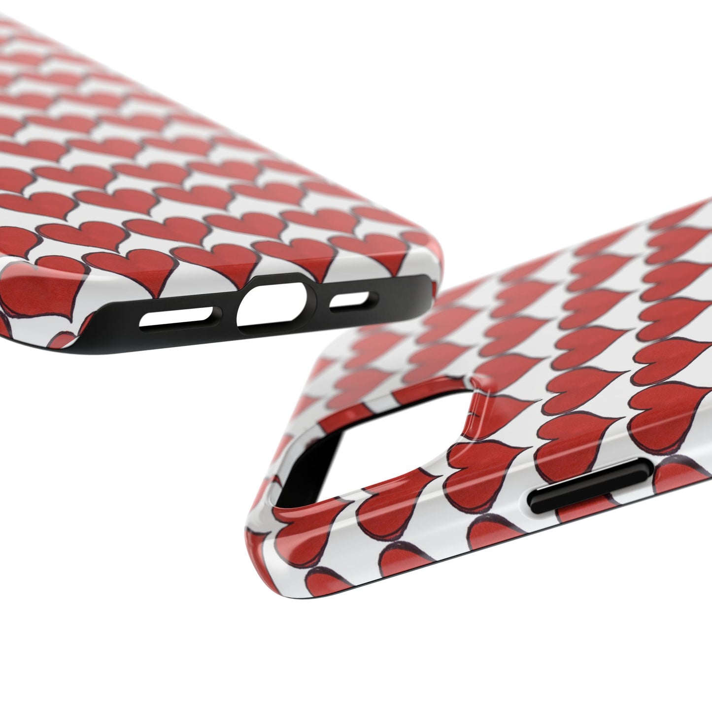 Heartbeats White / Red Phone Case